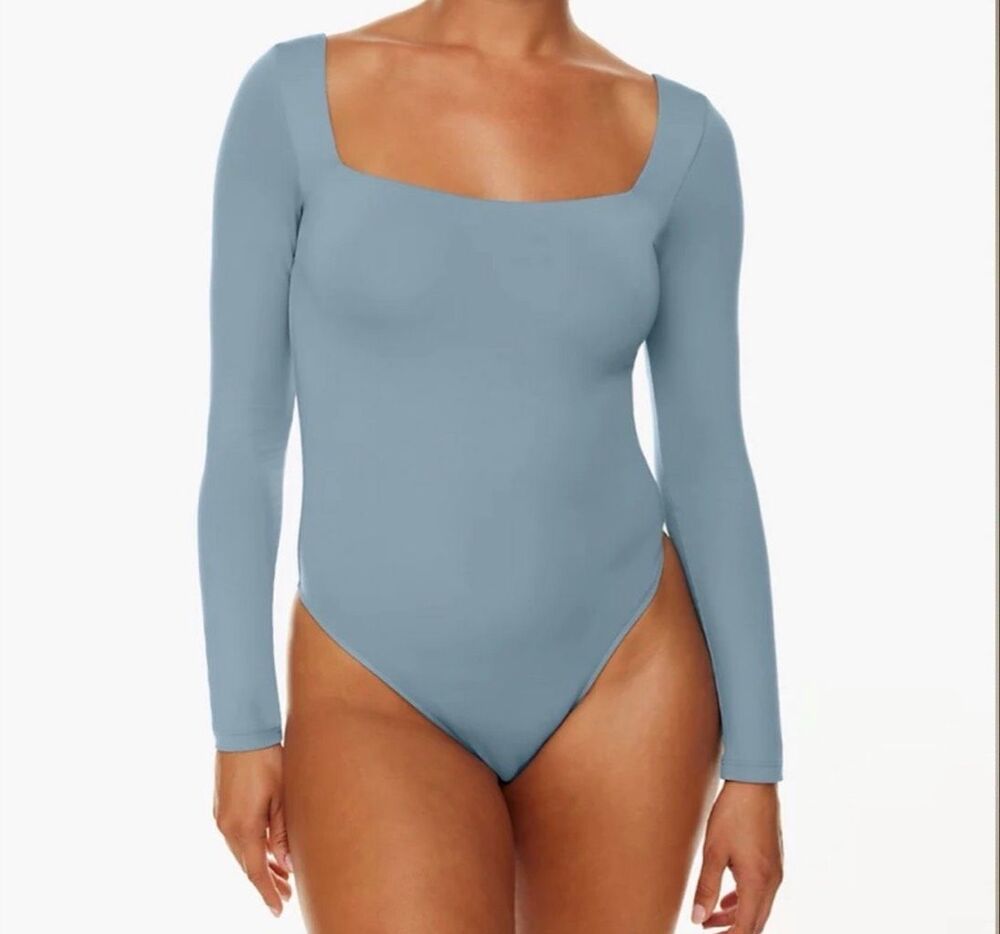 Aritzia babaton Contour Headway Square Neck Bodysuit blue medium NWOT